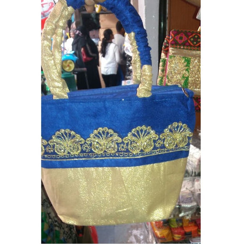 Fancy Hand Bag Blue, and Cream Color  Pack Of 12 - 2000gms